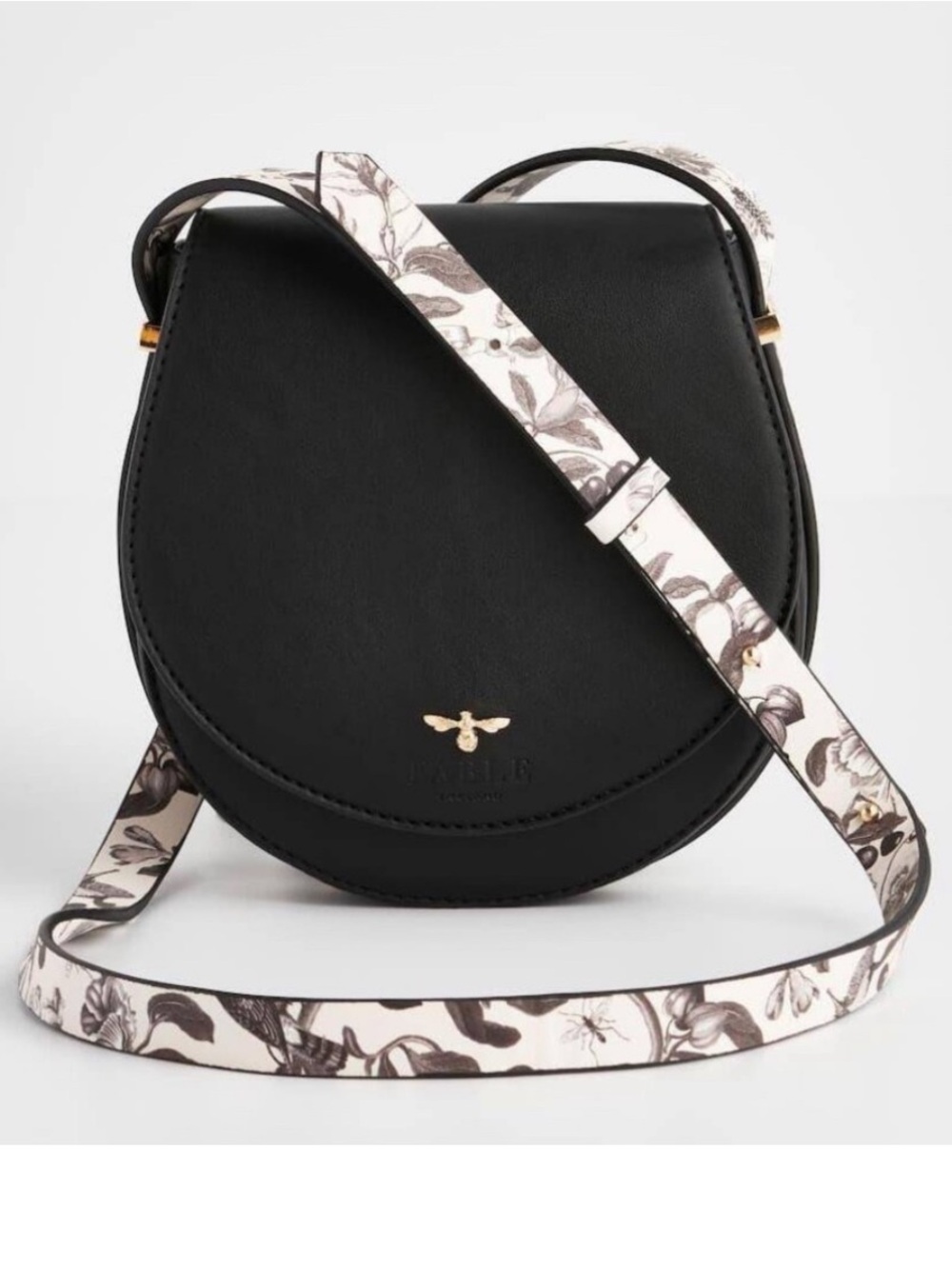 FABLE ENGLAND Tree Of Life Black Saddle Bag Black and White